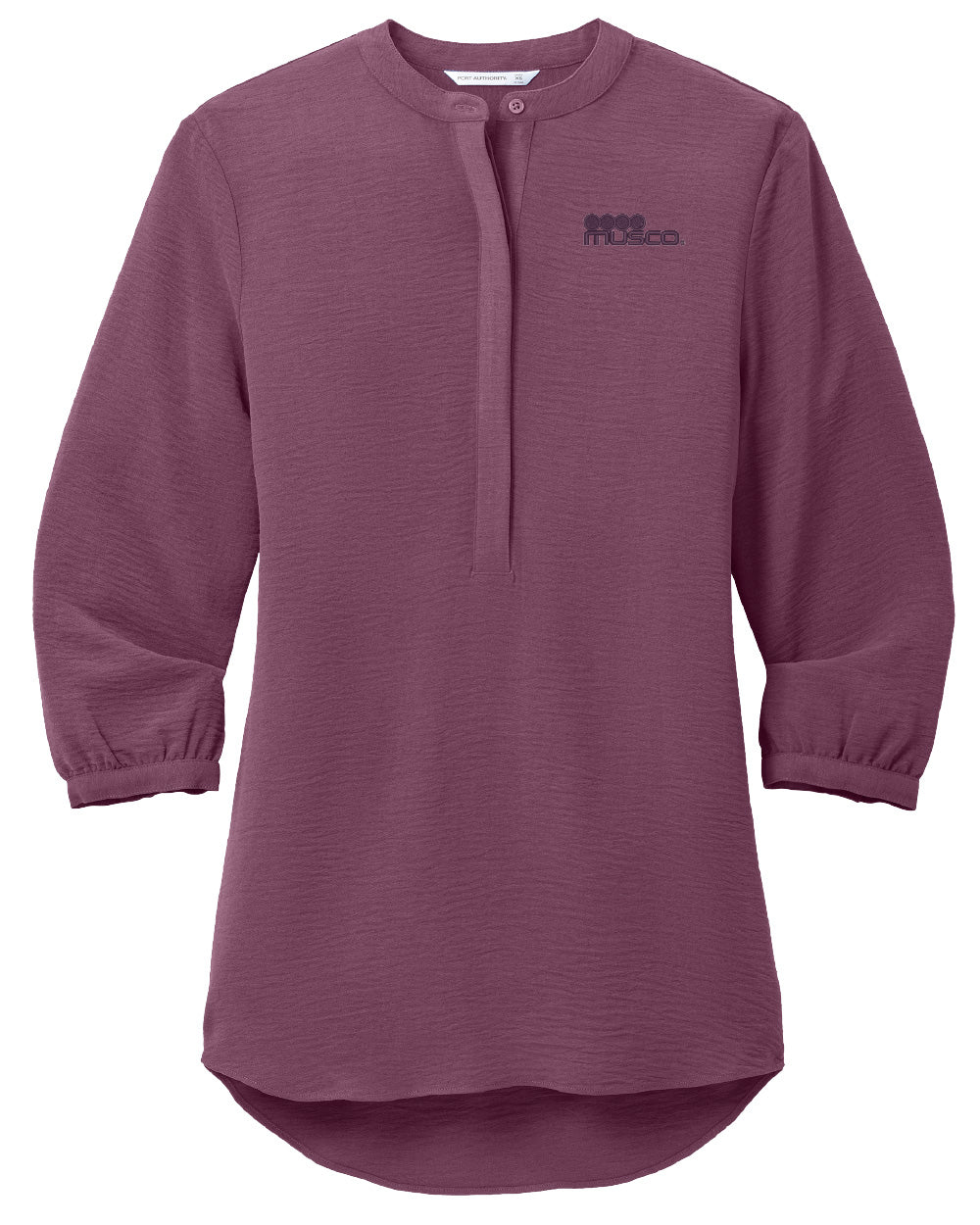 729 - Ladies 3/4 Sleeve Textured Crepe Tunic