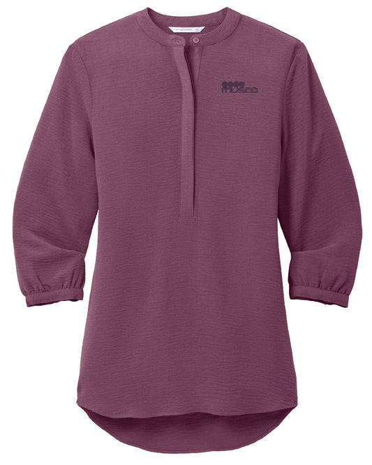 729 - Ladies 3/4 Sleeve Textured Crepe Tunic