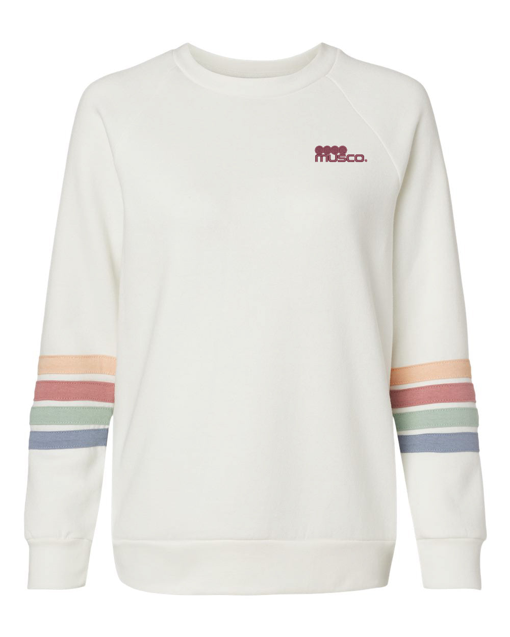 736 - Ladies Striped Sleeve Crewneck Sweatshirt