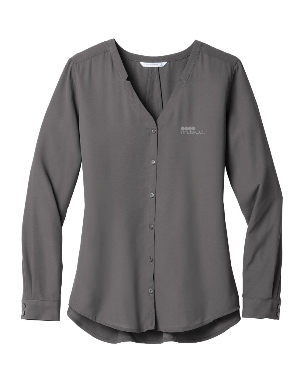 740 - Ladies LS Button Front Blouse