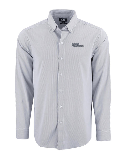 210 - Cutter & Buck Skyline Recycled Pinstripe Long Sleve Dress Shirt - Regular