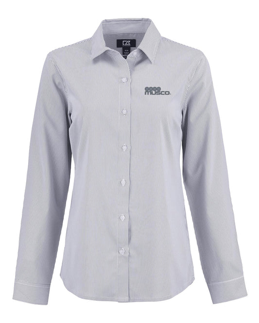 717 - Cutter & Buck Women's Skyline Recycled Pinstripe Dress Shirt